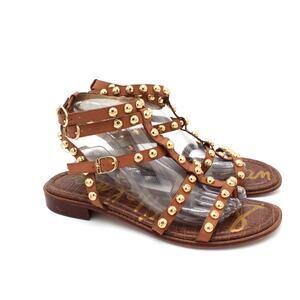 Sam Edelman Gladiator Sandal Womens Size 9.5 Studded Flats Leather Eavan
